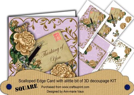 Coffee Roses Lilac Thinking of You 3D Decoupage Card Kit
