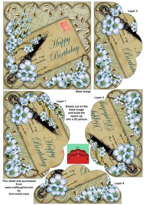 Blue Blossom Olive Happy Birthday 5in Scallop Bottom Stacker