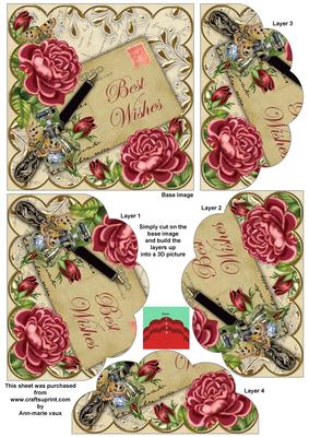 Dpink Roses Cream Best Wishes 5in Scallop Bottom Stacker