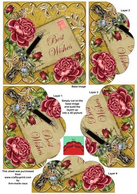 Dpink Roses Gold Best Wishes 5in Scallop Bottom Stacker