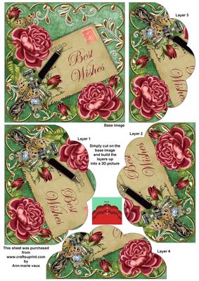 Dpink Roses Green Best Wishes 5in Scallop Bottom Stacker