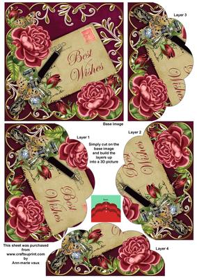 Dpink Roses Hot Pink Best Wishes 5in Scallop Bottom Stacker