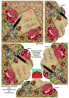 Dpink Roses Natural Best Wishes 5in Scallop Bottom Stacker