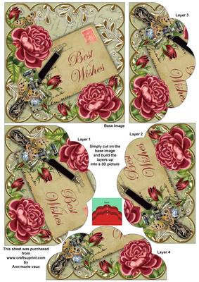 Dpink Roses Olive Best Wishes 5in Scallop Bottom Stacker