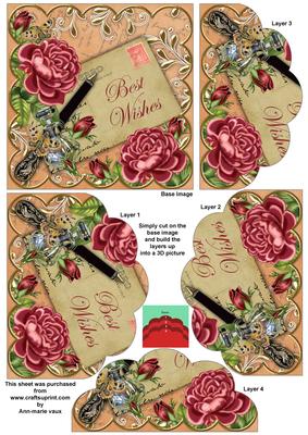 Dpink Roses Peach Best Wishes 5in Scallop Bottom Stacker