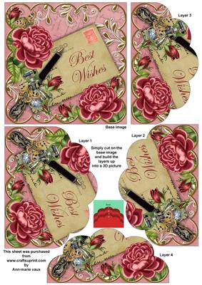 Dpink Roses Pink Best Wishes 5in Scallop Bottom Stacker