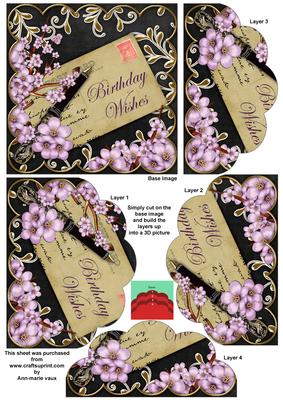 Lilac Blossom Blk Birthday Wishes 5in Scallop Bottom Stacker