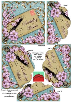 Lilac Blossom Teal Birthday 5in Scallop Bottom Stacker