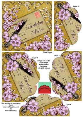 Lilac Blossom Gold Birthday 5in Scallop Bottom Stacker
