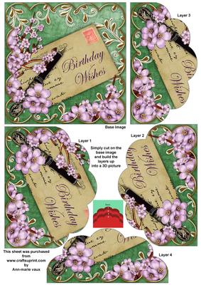 Lilac Blossom Green Birthday 5in Scallop Bottom Stacker