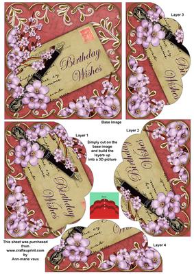 Lilac Blossom Red Birthday 5in Scallop Bottom Stacker
