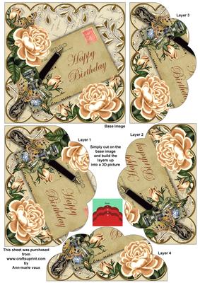 Peach Roses Cream Birthday 5in Scallop Bottom Stacker