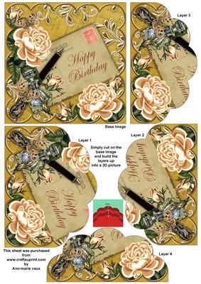 Peach Roses Gold Birthday 5in Scallop Bottom Stacker