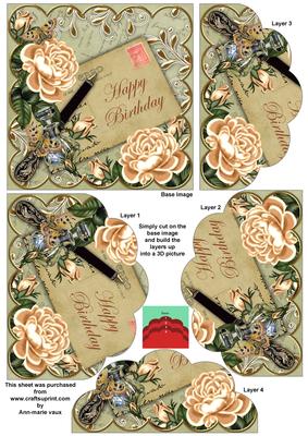 Peach Roses Olive Birthday 5in Scallop Bottom Stacker