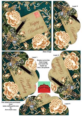 Peach Roses Petrol Birthday 5in Scallop Bottom Stacker