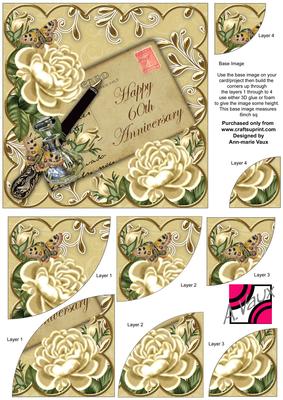 Cream Roses Happy 60th Anniversary 6in Duo Corner Stacker