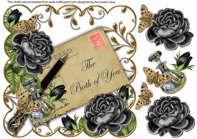 Black Roses Both of You Ink Saver 8in Decoupage Topper