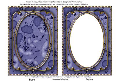 Blue Floral Pattern Shaker 7x5in Card Front and Frame