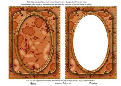 Burnt Orange Floral Pattern 7x5in Shaker Base and Frame