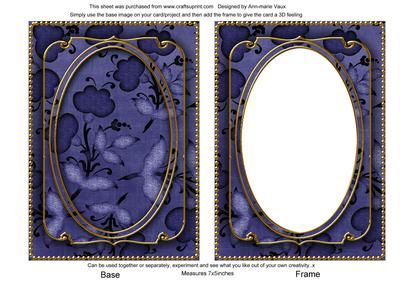 Dark Blue Floral Pattern 7x5in Shaker Base and Frame