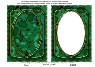 Dark Green Floral Pattern 7x5in Shaker Base and Frame