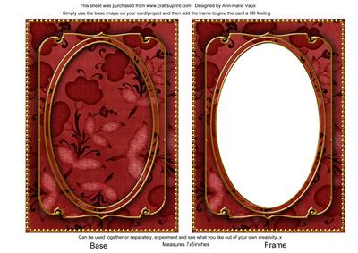 Dark Red Floral Pattern 7x5in Shaker Base and Frame