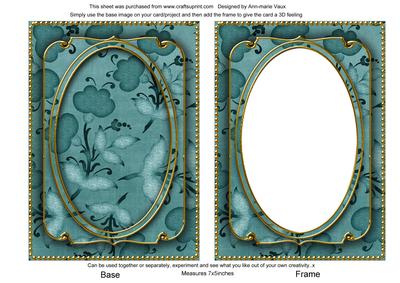 Dusky Teal Floral Pattern 7x5in Shaker Base and Frame