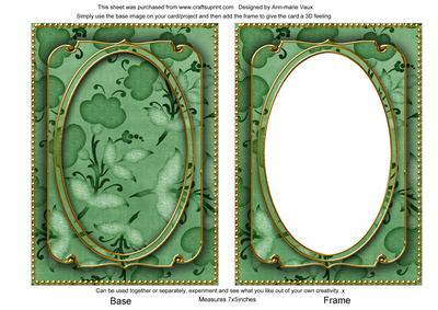 Mid Green Floral Pattern 7x5in Shaker Base and Frame