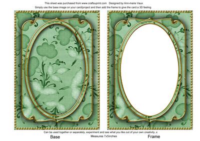 Mint Green Floral Pattern 7x5in Shaker Base and Frame