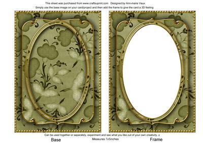 Olive Floral Pattern 7x5in Shaker Base and Frame