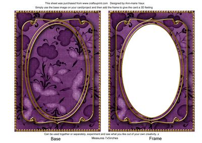 Purple Floral Pattern 7x5in Shaker Base and Frame