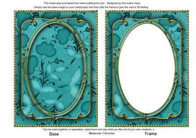 Teal Floral Pattern 7x5in Shaker Base and Frame