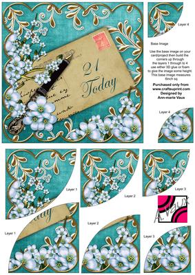 Blue Blossom 21 Today 6in Duo Corner Stacker