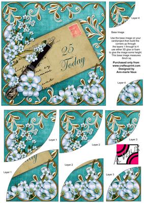 Blue Blossom 25 Today 6in Duo Corner Stacker