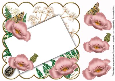 Pink Poppy Ink Saver 8in Scallop Decoupage Shaker Frame