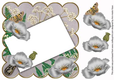 Silver Poppy 8in Scallop Decoupage Shaker Frame
