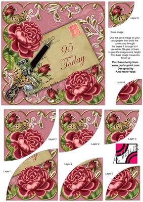 Deep Pink Roses 95 Today 6in Duo Corner Stacker