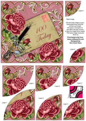 Deep Pink Roses 100 Today 6in Duo Corner Stacker