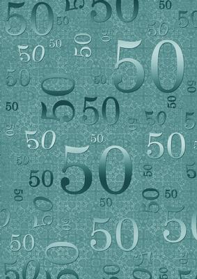 Dusky Teal Metallic 50 Birthday A4 Backing Paper