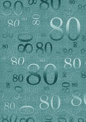 Dusky Teal Metallic 80 Birthday A4 Backing Paper