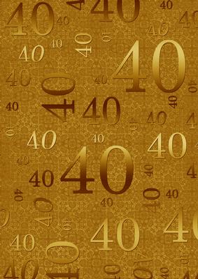 Gold Metallic 40 Birthday A4 Backing Paper