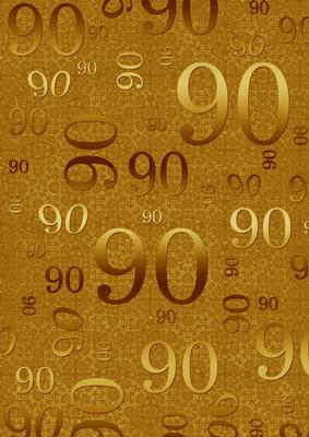 Gold Metallic 90 Birthday A4 Backing Paper