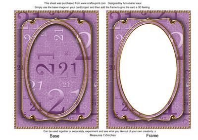Lilac Metallic 21 Birthday 7x5in Shaker Frame and Base