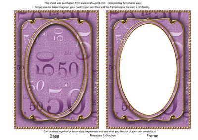 Lilac Metallic 50 Birthday 7x5in Shaker Frame and Base