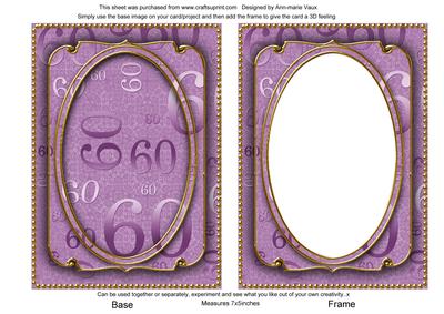 Lilac Metallic 60 Birthday 7x5in Shaker Frame and Base