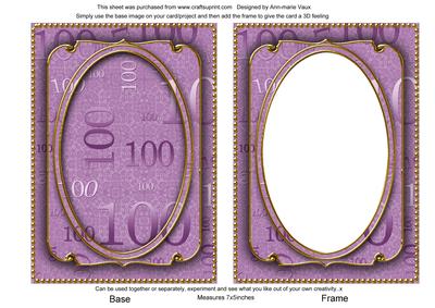 Lilac Metallic 100 Birthday 7x5in Shaker Frame and Base