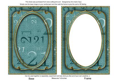 Dusky Teal Metallic 21 Birthday 7x5in Shaker Frame and Base
