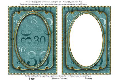 Dusky Teal Metallic 30 Birthday 7x5in Shaker Frame and Base