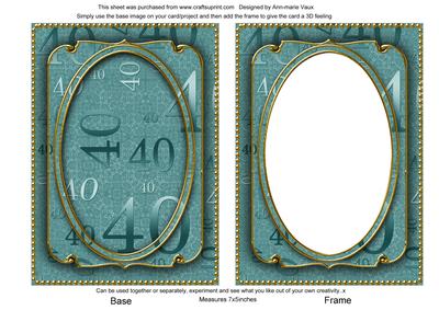 Dusky Teal Metallic 40 Birthday 7x5in Shaker Frame and Base