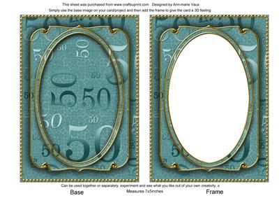 Dusky Teal Metallic 50 Birthday 7x5in Shaker Frame and Base